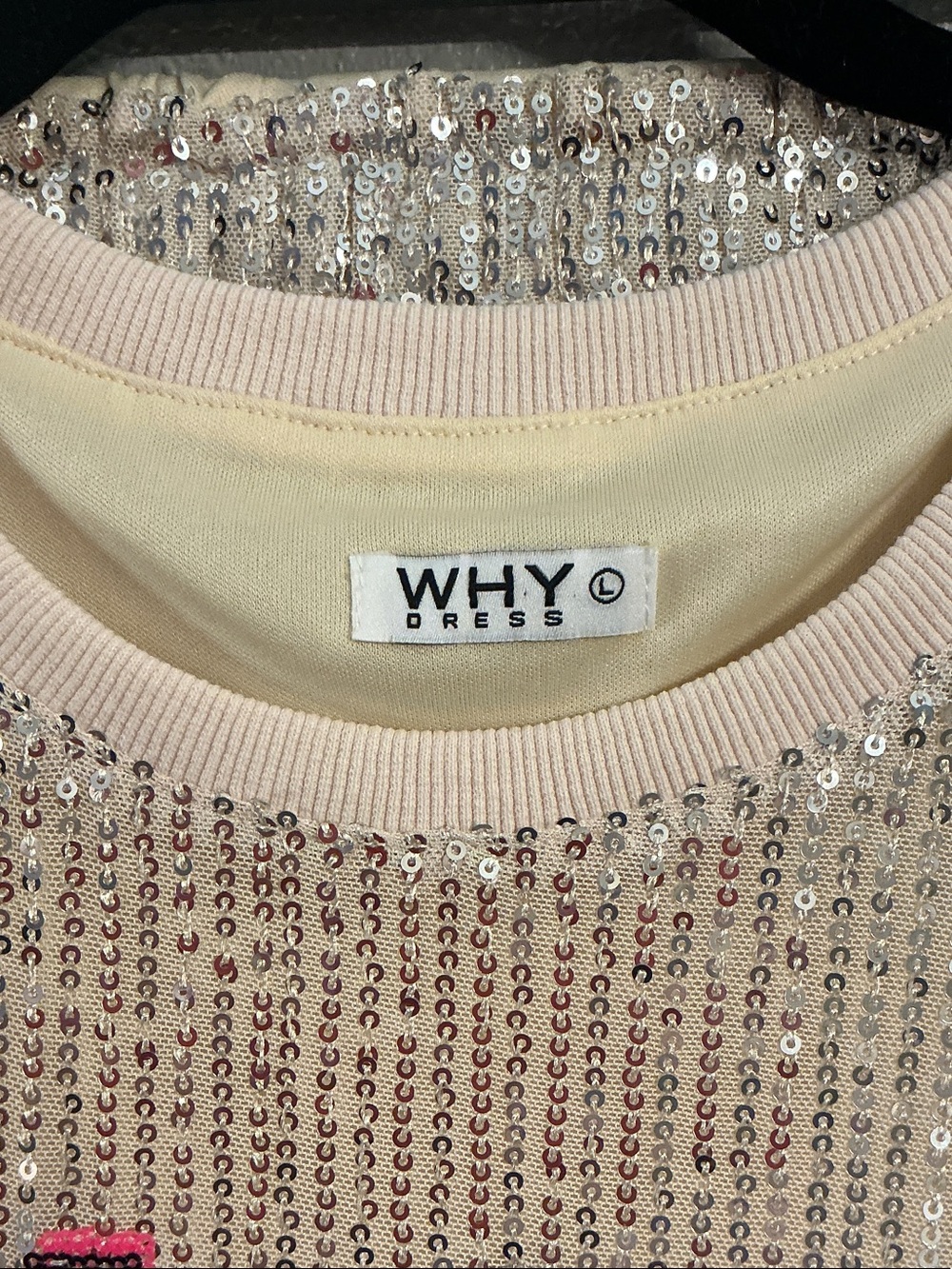WHY Gold Sequin Champagne Bottle Embellished Short Sleeve Top & Matching Shorts - Picture 2 of 5